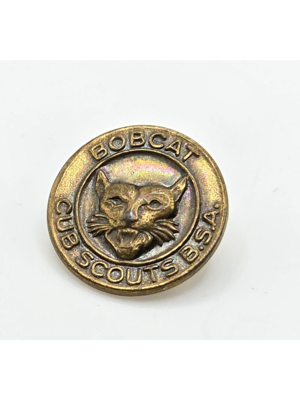Vintage Cub Scouts BSA Bobcat Rank Pin Brass Tone Boy Scouts Lapel Badge